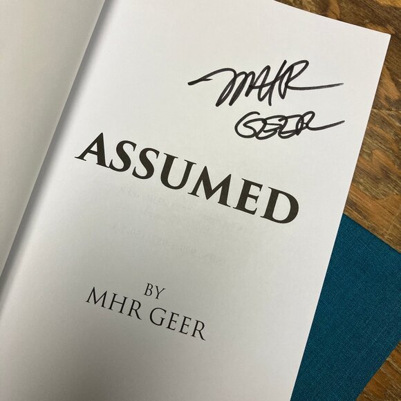 Assumed by MHR Geer signed PB book bookmark tote bag drink cozy - Picture 5 of 9